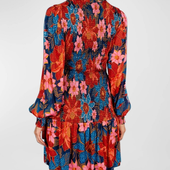 ⛔️SOLD⛔️ FARM RIO Garden Navy Blouson-Sleeve Mini Dress Size Med - Picture 5 of 5